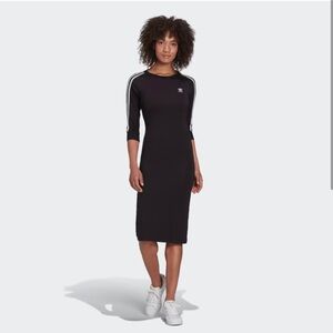 Adidas bodycon Black Midi Dress Sz M